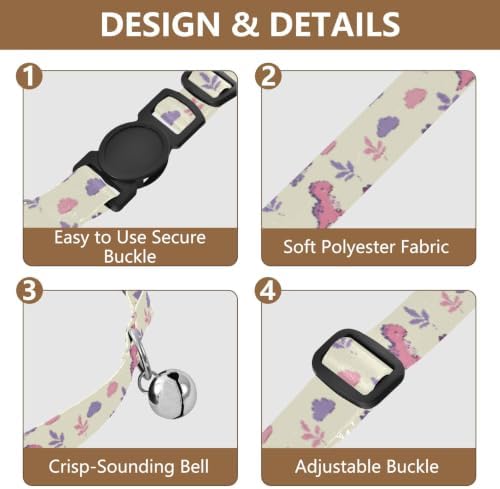 Cute Purple Cartoon Dinosaurs Puppy Collar 2 Pack for Cats Adjustable Length 10.6" to 17.1"