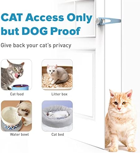 Neobay Cat Door Latch with Stabilizer, 7 Sizes Adjustable Door Latch for Cat to Keep Dog Out of Litter Box, Economical Alternative of Pet Gates and Interior Pet Door, Plastic