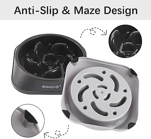 MateeyLife 2-Pack Slow Feeder Dog Bowls, 2 Cups, Dog Puzzle Feeder Bowl