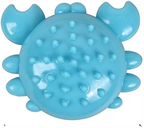Squeaky Crab Dog Chew Toy, Orange, TPR Material, Interactive Teeth Cleaning Ball for Puppies and Dogs, Boredom Relief, 3.94 Inch (Blue)