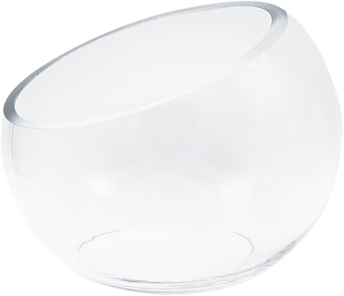 WGVI Slant Cut Bowl Glass Vase, Width 5.5", Height 4.5", Clear Terrarium, Candy Dish, Fruit Jar, Floral Container for Wedding Party Event, Home Office Decor, 12 Pieces