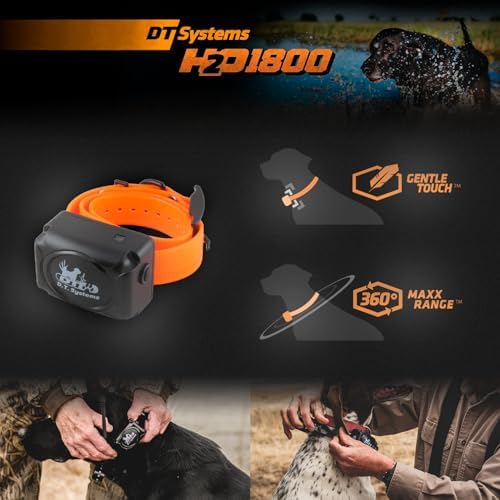 DT Systems H2O 1810, 1820, 1830 Plus Series Add-On/Replacement Collar Receiver, Waterproof Rechargeable Remote Hunting Dog Training Additional E-Collar, 1800-Yard Range, 16 Stimulation Levels, Orange