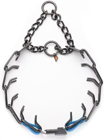 Herm Sprenger Black Stainless Steel Dog Collar with Quick Release ClicLock Buckle O-Ring Biothane Insert Training Collar Made in Germany (Cerulean Blue, 25in x 4.0mm(Neck Size up to21-22in))