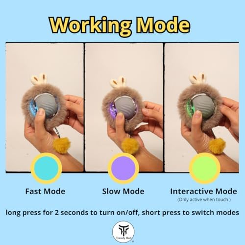 Interactive Cat Toys Fast Rolling Ball in Pouch for Bored Indoor Adult Cats, Automatic Motion Activated Ball; Hide and Seek Game for Exercise Kicker, Cat's Gift, Rechargeable Kitten Toys