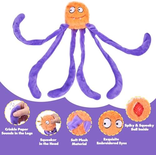 petizer Halloween Squeaky Dog Toy for Aggressive Chewers, Hidden Squeaky Ball Inside, Interactive Crinkle Toy to Keep Them Busy, Dog Ball for Medium Large Dogs