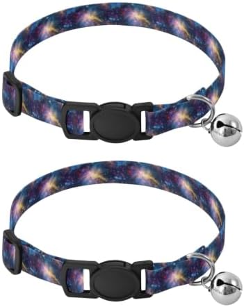 Nebula Galaxy Comfortable Cat Collar, 2 Pack Bell Collar for Small Dogs