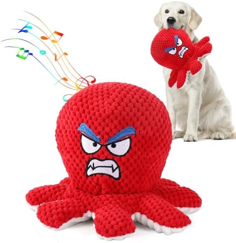 BABORUI Interactive Dog Toys Octopus, Jumping Squeaky Dog Toys with Recording and Music Modes, Rechargeable Moving Dog Chew Toys for Small/Medium/Large Dogs to Keep Them Busy(Angry Octopus)