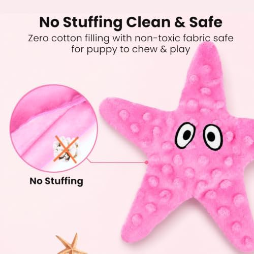 HGB No Stuffing Crinkle Dog Squeak Toys with Treat Pocket