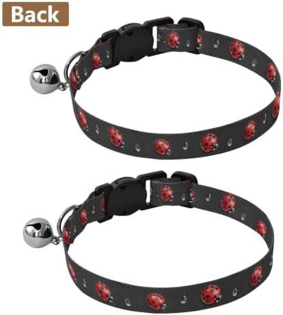 Red Animals Black Spots Adjustable Pet Collar, 2 Pack Collar with Bell for Dog Puppy