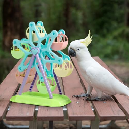 Parakeet Feeder, Bird Ferris Wheel Toy, Bird Toys for Parrots, Rotating Perch Foraging Interactive Feeder for Brain Game Smaller Bird