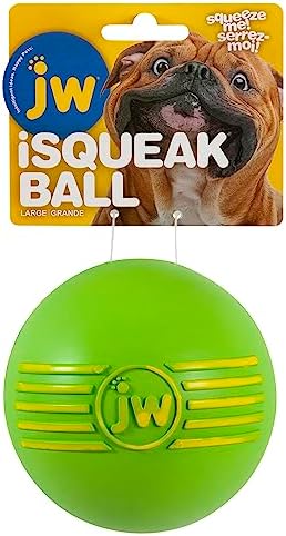 JW Pet Dog iSqueak Ball Dog Toy, Large, (Assorted Colors)