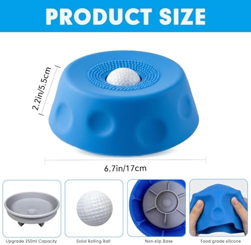Slow Feeder Dog Bowls for Liquid Treat, Silicone Pet Lick Roll Ball Bowl with Anti-Slip Base Tongue Cleaning Interactive Lick Toy for Large Medium Small Breeds Dietary Supplement