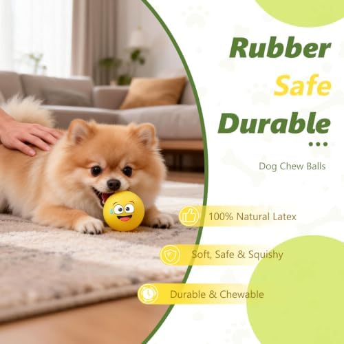 Squeaky Balls for Small Dogs, 2" Soft Latex Squeaky Dog Ball Toys, Emoji Smile Face Rubber Bouncy Balls, Puppy Teething Chew Toys for Mini & Small Dogs (2"-Pack B)