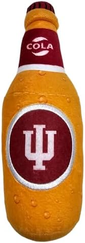 NCAA Indiana Hoosiers Beer Bottle Plush Dog & CAT Squeak Toy- Cutest Stadium SODA Bottle Snack Plush Toy for Dogs & Cats with Inner Squeaker & Beautiful Football/Basketball Team Name/Logo
