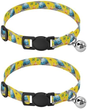 Cute Cartoon Blue Cars Eyes Pet Collars for Cats, 2 Pack Small Dog Collar with Bell