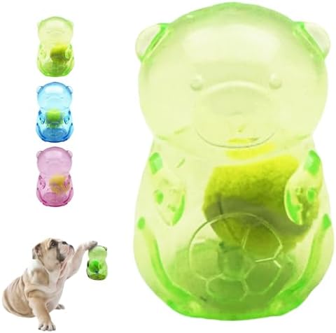 Tough Dog Chew Toy for Small, Medium Breeds Ball in Bottle Strong Rubber Treat Dispensing Toy Cute Interactive Slow Feeder Dog Fetch Toys (Green)