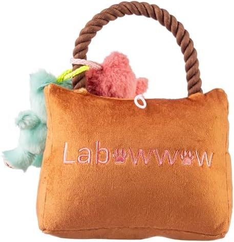 Haute Diggity Dog Labowwow Handbag Plush Dog Toy, Designer Parody Chew Toys