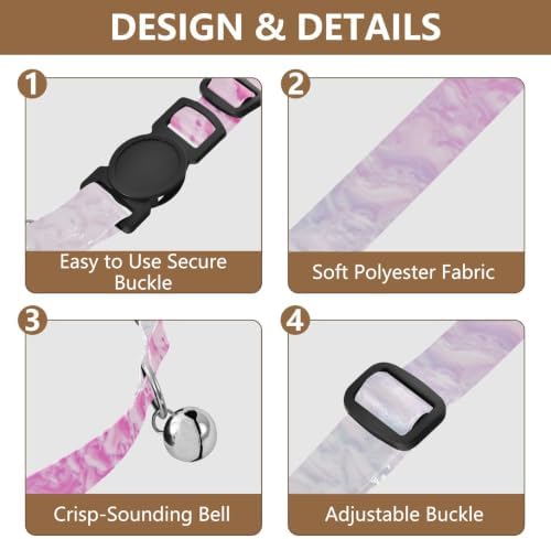 Holographic Gradient Rainbow Kitten Collar with Bell 2 Pack Cat Collars Adjustable Length 10.6" to 17.1"