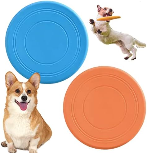 coldchill 7 Inch Dog Flying Disc, Puppy Flyer Toy React Faster Training Interactive Toys for Small Medium Dog, Lightweight Durable and Water Resistant Floating Saucer (Blue+Orange)