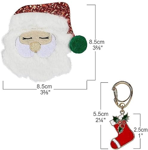 Blueberry Pet Christmas Accessory Set of Collar Slide Hair Clip and Pedant for Dogs & Cats, Santa Claus Decor and Stocking Tag