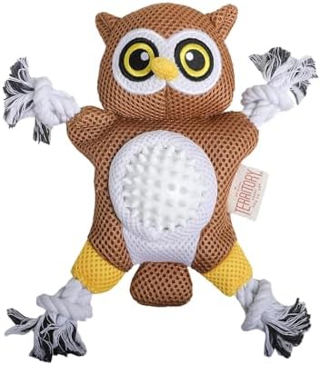 Territory 2 in 1 No Stuffing Removable Fetch Ball Tug Dog Toy for Small Medium Large Dogs, Owl