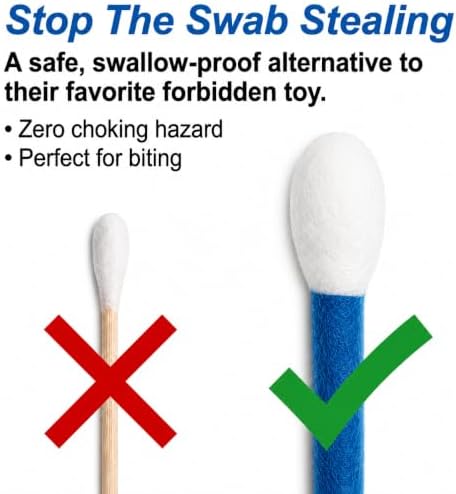 Glaciart One XXL Swabs Cat Toys with Catnip - 2 Pk | Durable for Chew, Cute Cat Toys Interactive Kitty for Boredom, Exercise, & Play | Filled w/Organic Catnip for Anxiety & as Digestive Aid