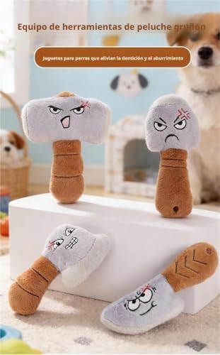2pcs Funny Expression Squeaky Plush Dog Toy Interactive Bite Resistant Pet Toy for Small Medium(Big Hammer 2pcs)