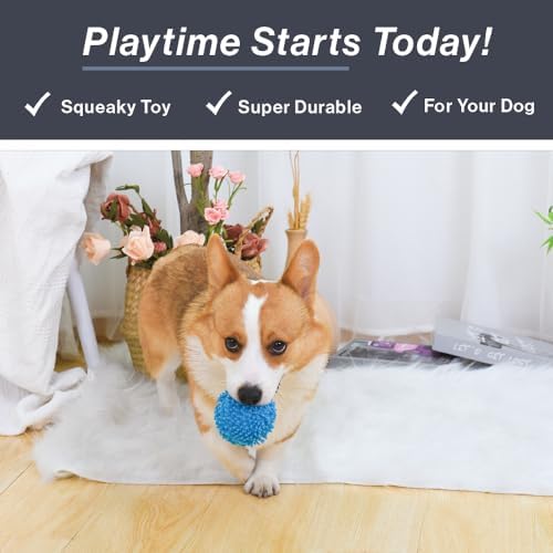 HugSmart Pet – Spiky Monster Dog Balls (3-Pack) | Plush Squeaky Ball for Dogs, Small, Medium Breeds ｜No Stuffing, Interactive Fetch, Squeaky Dog Toys for Aggressive Chewers, Designed in Canada