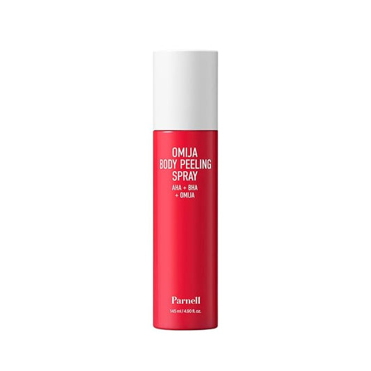 PARNELL AHA Omija Ceramic Body Peeling Spray – AHA BHA PHA Body Exfoliant for Keratosis Pilaris, Strawberry Legs, Dark Spots & Dead Skin Remover – Chemical Exfoliant, Rough Skin 4.60 fl.oz