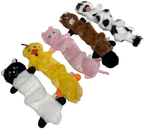 ZippyPaws Skinny Peltz - No Stuffing Dog Toys, 5-Pack, Farm Animal Variety