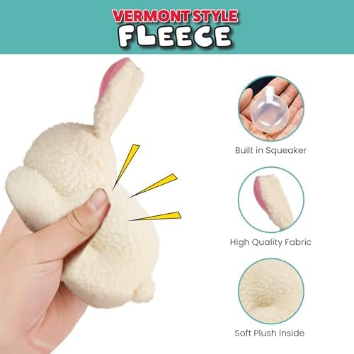 SPOT 6in Vermont Style Fleece Rabbit Dog Toy – Soft Comfort Plushie for Small Dogs & Puppies – Built-in Squeaker – Safe for Light Chewers – No Plastic Parts – Calming & Cuddly Pet Toy