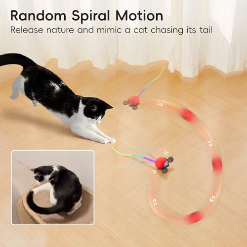 Potaroma Cat Toys Smart Moving Ball with Tail, Sound & Motion Activated
