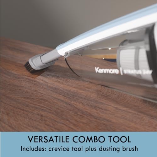 Kenmore DS1020 16V Cordless Stick Vacuum Lightweight 2-in-1 Handheld | LED Headlight with 2-Speed Power Control for Hardwood Floor, Carpet & Pet Hair, Gray-Blue