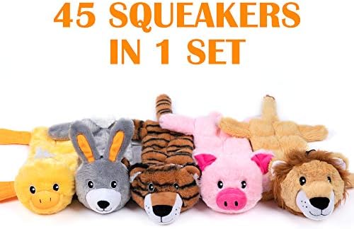 Nocciola 5 PCS Less Stuffing Dog Squeaky Toys for Aggressive Chewers, Durable Plush Dog Toy Set with Stuffed Head for Small to Large Dogs