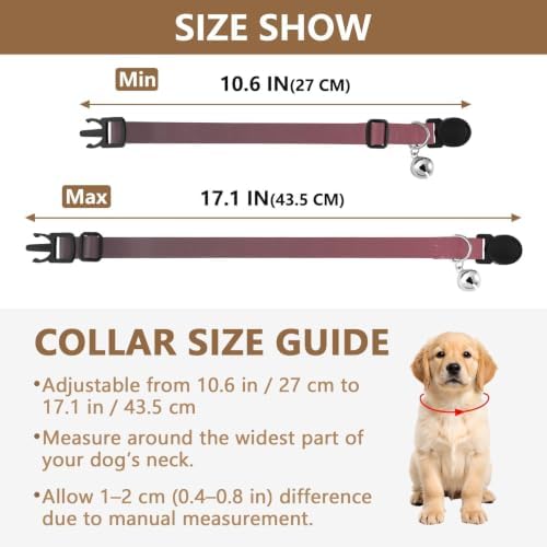 Black Red Gradient Soft Polyester Pet Collar, 2 Pack Cat Bell Collar