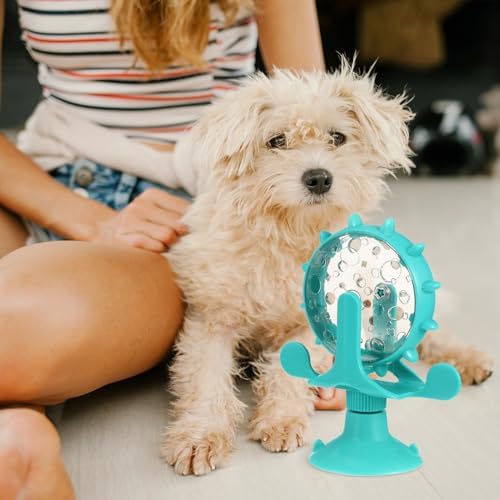 DOITOOL Cat Puppy Feeding Toy Slow Food Dispenser Rotating Windmill Treat Feeder Interactive Iq Puzzle 5.12 Inch for Healthy Eating