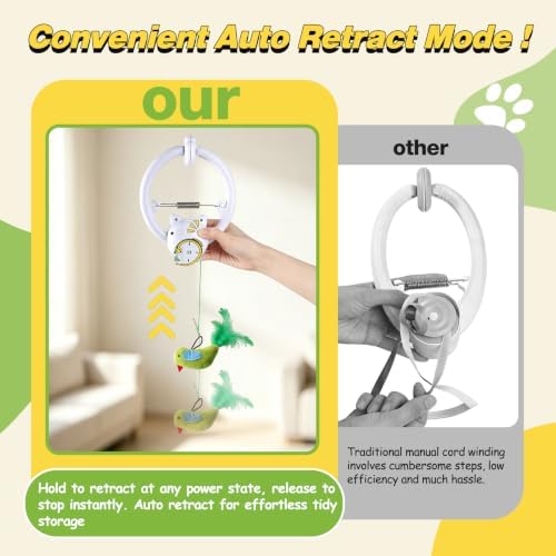 Interactive Cat Toy, Hanging Cat Toys with Cat Laser, Remote Control Cat Toys for Indoor Cats, 3 Play Modes & USB Rechargeable Cat Toys for Kitten & Adult Cats