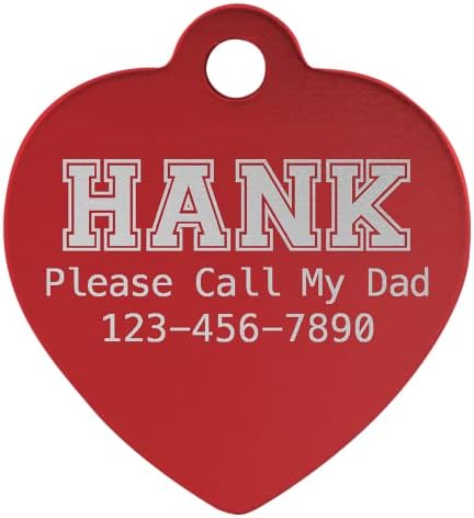 Signature Custom Laser Engraved Anodized Aluminum Pet ID Tags (Blue, Heart 1 1/4" x 1 1/4")