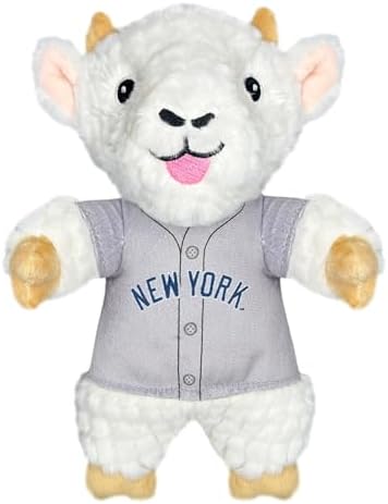 MLBPA Aaron Judge Goat Plush Toy for Dogs and Cats with Squeaker, Wearing a Team Player Jersey! MLB New York Yankees Fun & Sporty Goat Shaped Dog Chew Toy, Interactive Pet Toy