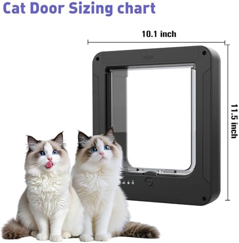 Smart Cat Door for Interior & Exterior Doors, Outer Frame Size 11.5"x10.1"