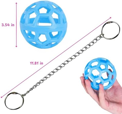 Rabbit Treat Ball Bunny Enrichment Toys with Stainless Steel Hanger Set, Veggie Feeding Rabbit Ball Toy for Bunny Squirrel Hedgehog Tortoise Guinea Pig Rabbits, Pets Treat Balls Accessories (Blue)