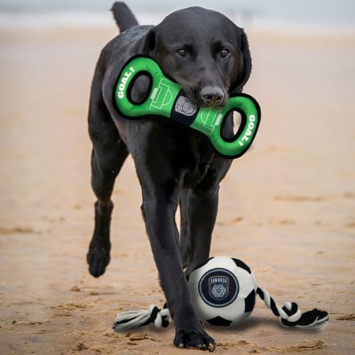 Pets First MLS San Diego FC Soccer Field Tug Toy & Soccer Ball Rope Toy Set for Dogs - Officially Licensed Interactive Squeaky Rope Fetch & Chew Toys with Team Logo