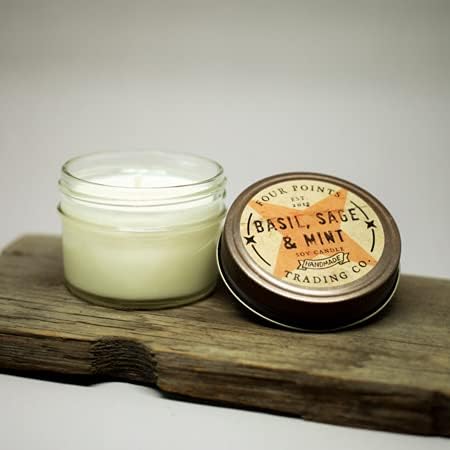Basil, Sage and Mint 4 Oz Scented Soy Aromatherapy Candle w/Jar