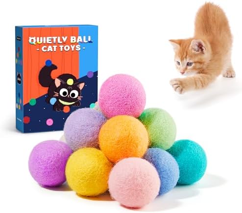 Potaroma 12 Pcs Quiet Play Felt Cat Ball Toys with Catnip Inside
