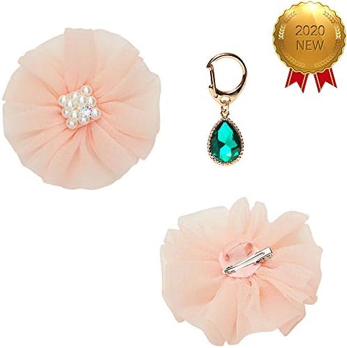 Blueberry Pet Iconic Accessory Set of Floral Collar Slide Hair Clip and Pedant for Dogs & Cats, Flower Decor and Green Waterdrop Pendant