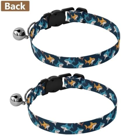 Sharks Blue Collar with Bell for Dog Puppy 2 Pack Cats Collar Adjustable 10.6 to 17.1 Inches