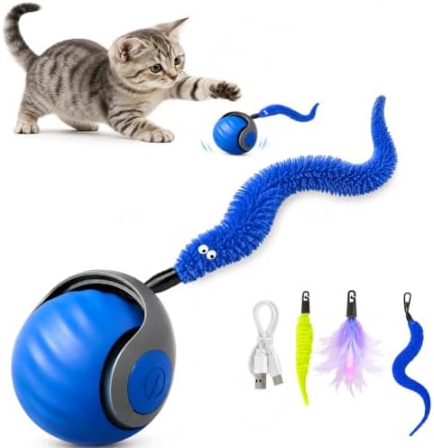 Interactive Cat Toy Ball for Indoor Cats (Blue)