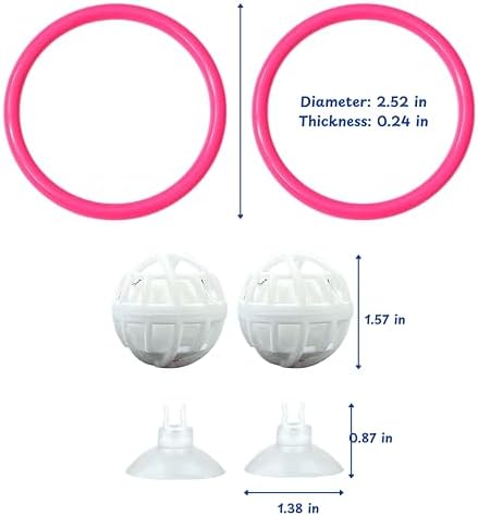 Betta Ring Enrichment Toys with Filter Ball set, Turtle Water Cleaner Ball, Aquarium Feeding Ring with Nitrifying Balls, Betta Fish Toy, Aquatic Turtle Enrichment Toy, Tortoise Supplies (Pink, M-70mm)