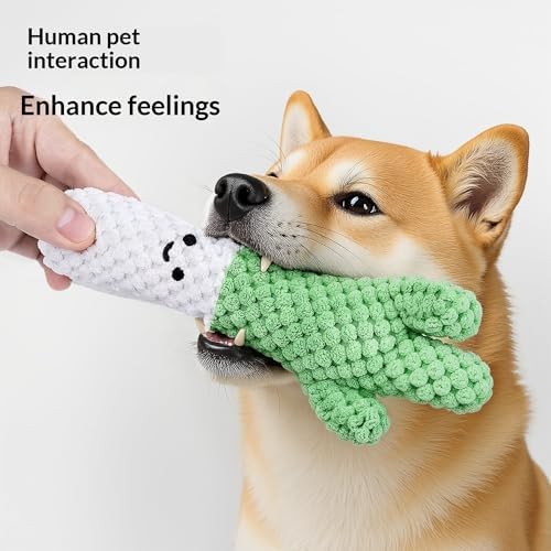 Squeaky Veggies Stuffed Dog Toy Crinkle Plush Interactive Chew Toy for Small Medium Dogs Soft Teething Puppy Toy with Sound Mental Stimulation Birthday Pet Gift (Welsh Onion)