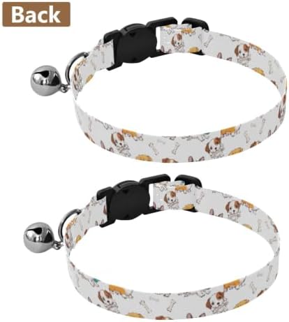 Cute Cartoon Dogs Collars for Puppies, 2 Pack Decorative Pet Collar with Bell